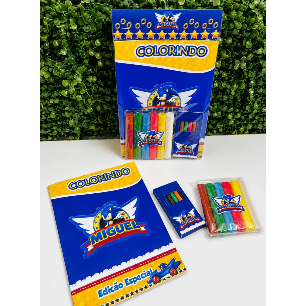 Livrinhos Revistinha Colorir + Lápis + Massinha Personalizado