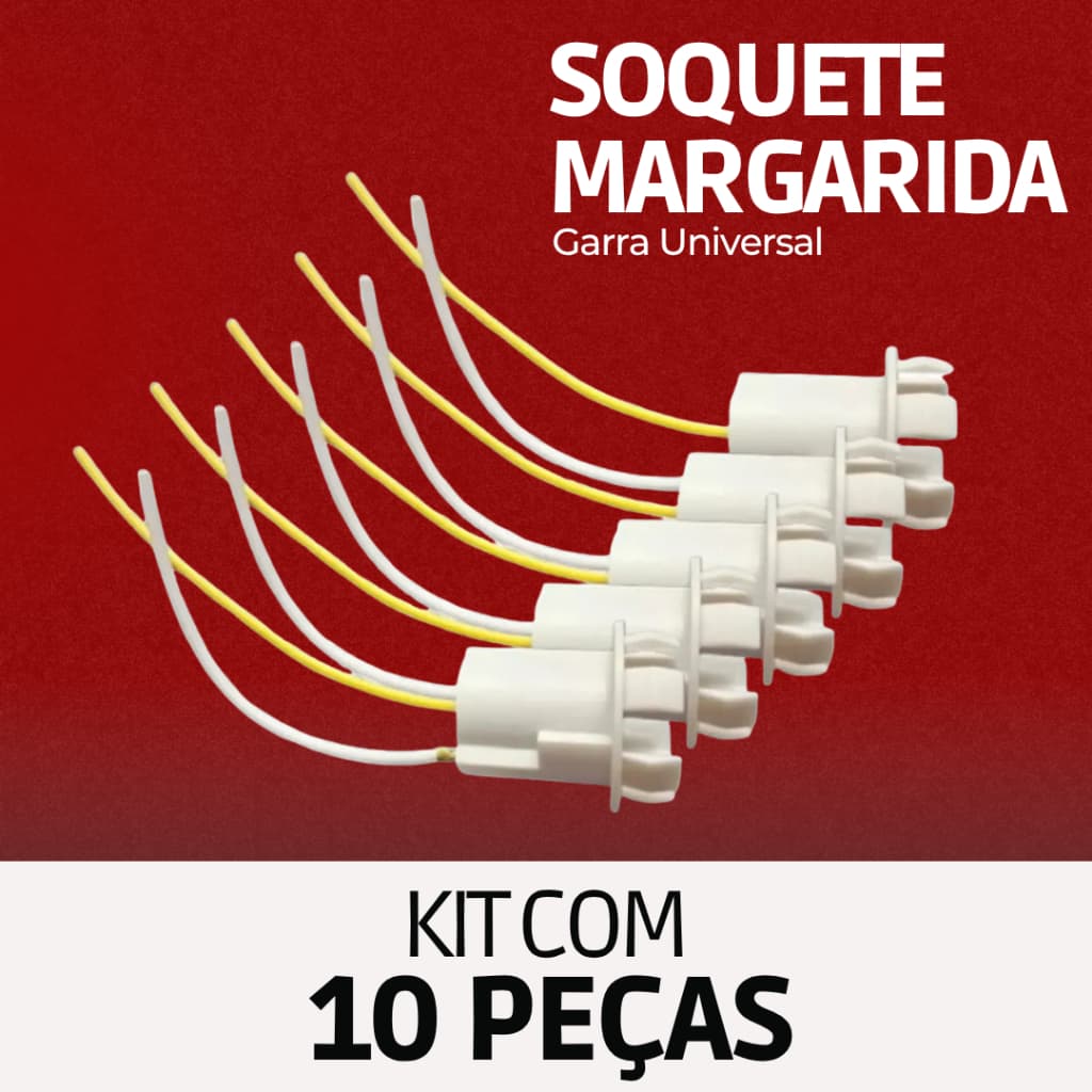 KIT 10 PÇS - Soquete margarida para lâmpada 1 polo - nylon - garra universal