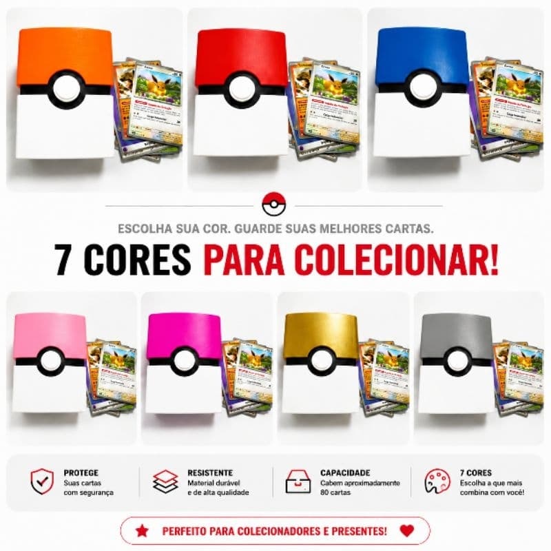 Porta Cartas Pokemon Cards Pokebola / Caixa Estojo Para Cartas/Presente de Pokemon/ Deck Box Pokemon