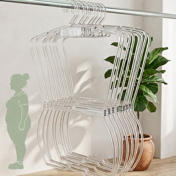 Kit 10 Cabide Silhueta Plus Size Acrílico Cristal Adulto