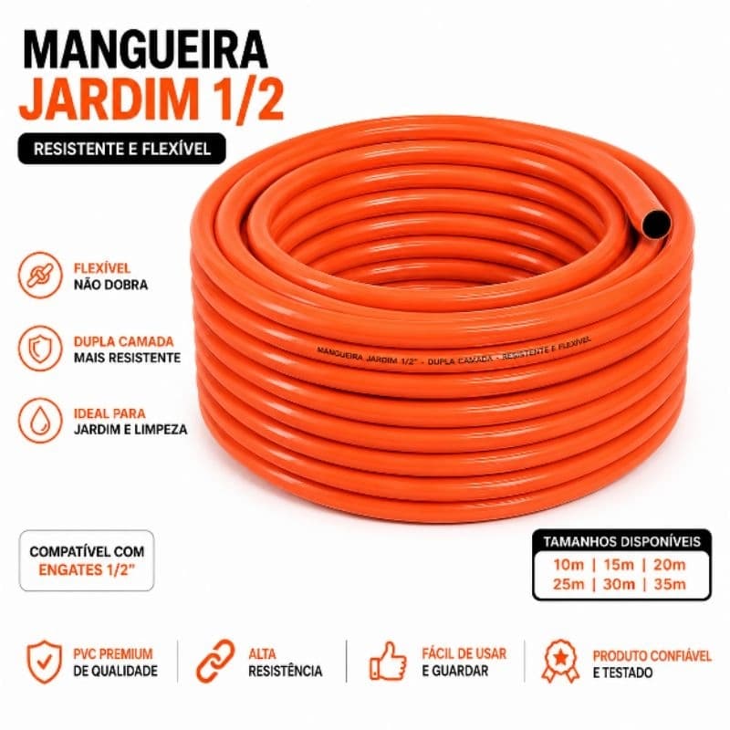 Mangueira Jardim Siliconada 1/2 Reforçada Anti Torção Super Flexível Dupla Camada 10/15/20/30m