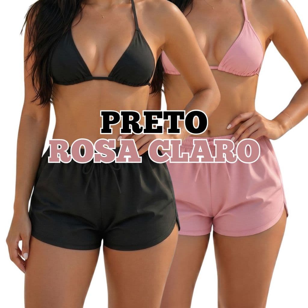 Kit 2 Shorts Feminino Tactel Moda Praia P ao Plus Size
