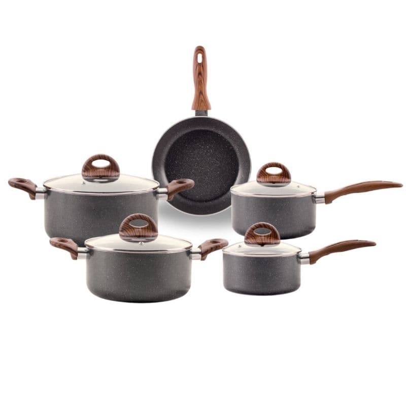 Jogo De Panelas Cerâmic Life Smart Plus Em Alumínio Indução 5pçs Granito 4774103 Brinox