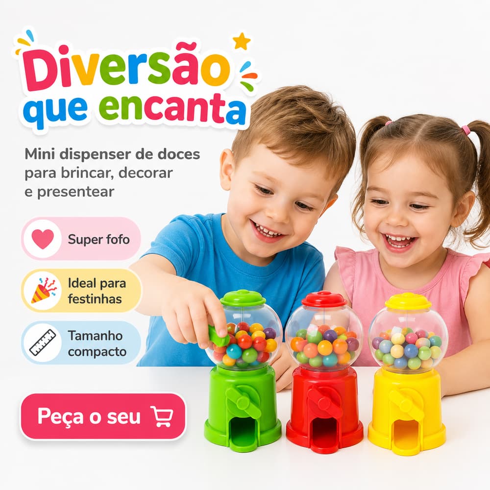 Mini Dispenser Baleiro de Doces Infantil Colorido Festas Promoção