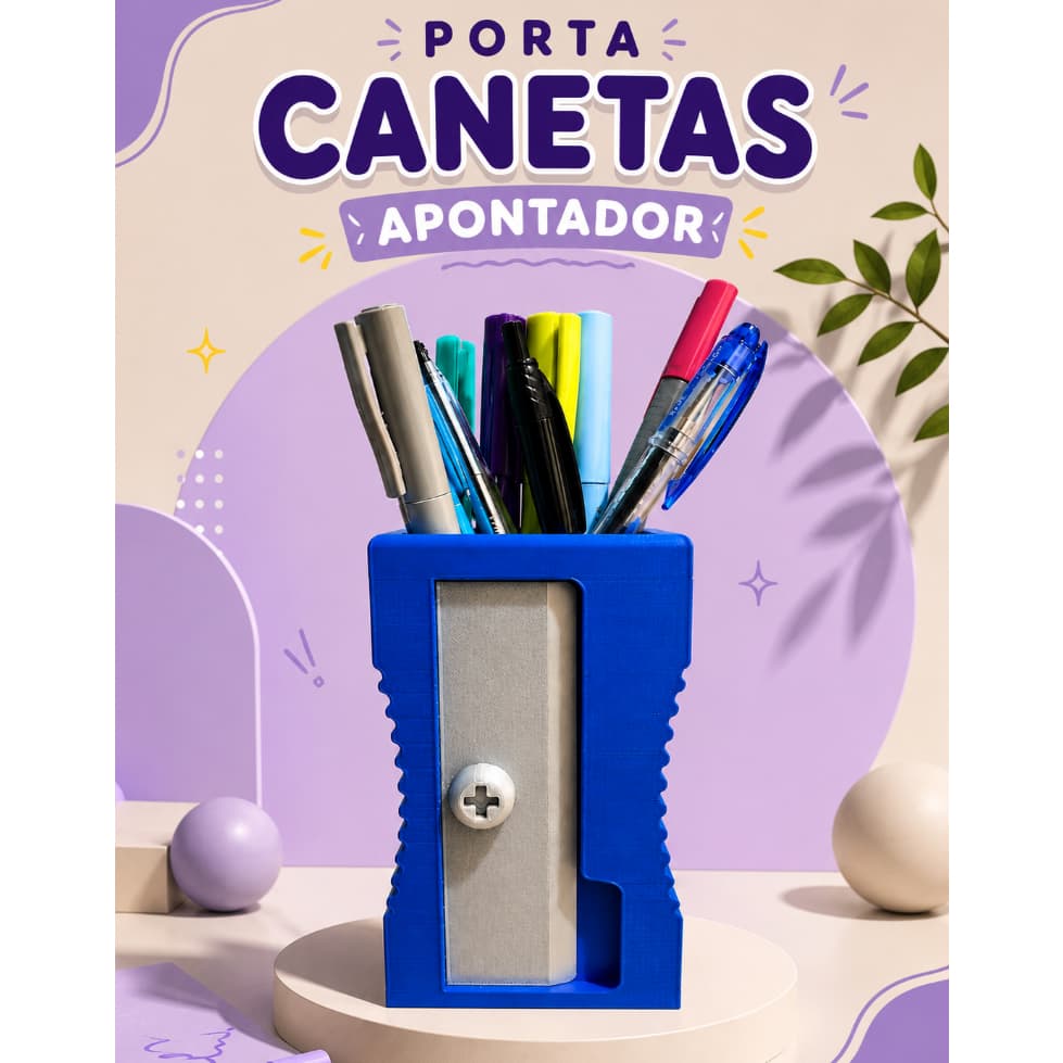Porta Canetas Divertido Formato de Apontador para Mesa Escritório/Quarto