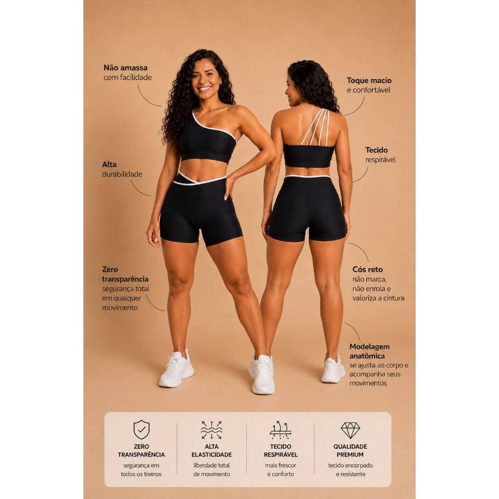 Conjunto Fitness Feminino Poliamida Respirável Alta Qualidade Academia ZERO Transparência