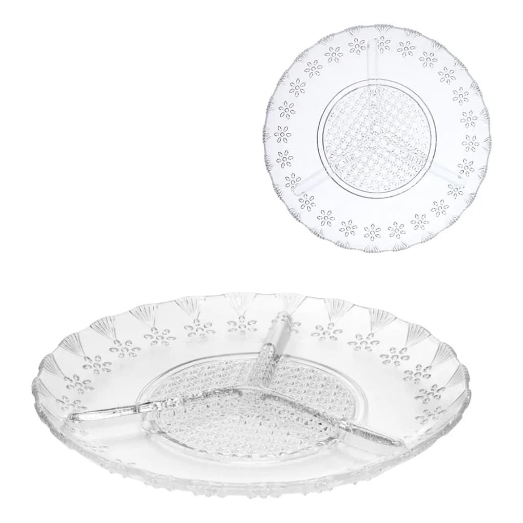 Petisqueria Vidro Clear 3 Cavidades 20 Cm Linha Cotton