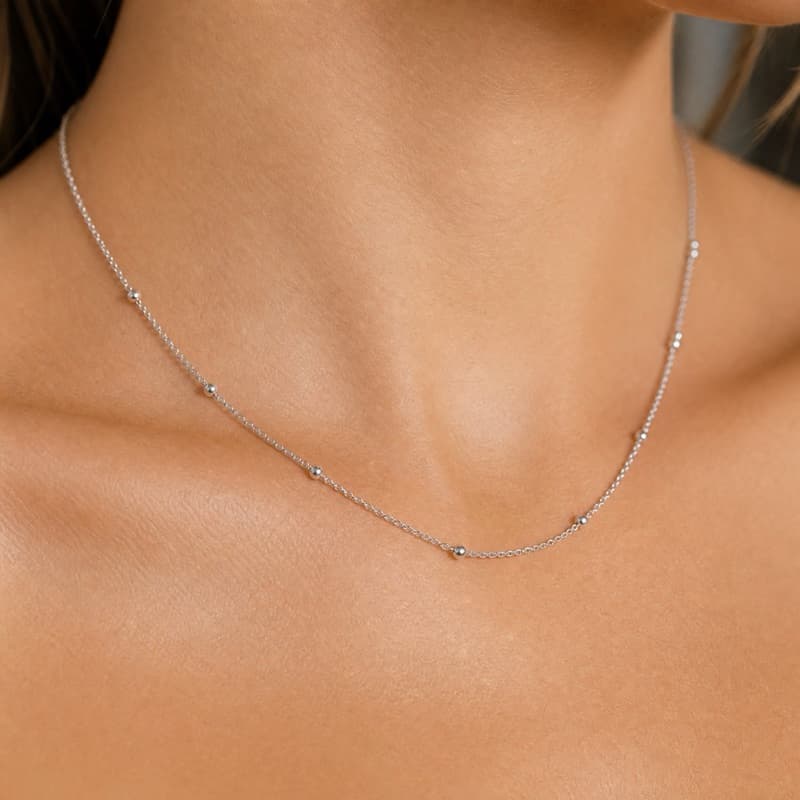 Choker Colar Bolinha 40cm Veneziana Feminino Folheado Ouro 18K Prata 925
