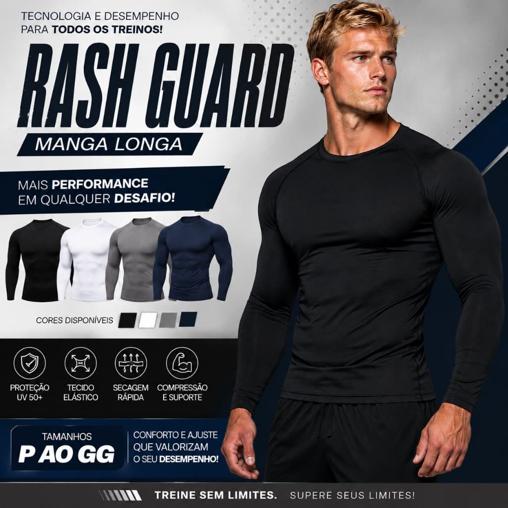 Camisa Compressão Masculina Manga Longa Academia Treino Corrida Dry Fit Fitness