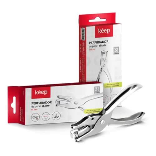 Perfurador De Papel Alicate 01 Furo 06 Folhas Keep