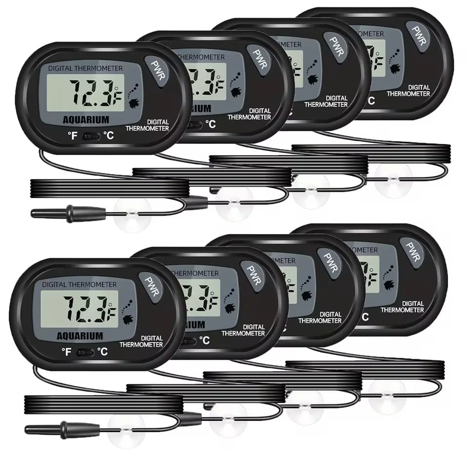 Termômetro Digital LCD Aquário com Sonda Sensor e Ventosa 1/2/4 Peças