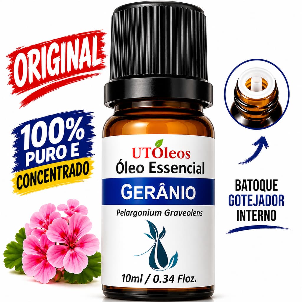 Oleo Essencial Geranio 10ml Puro Aromatizador Umidificador Difusor Massagem Bem Estar Puro