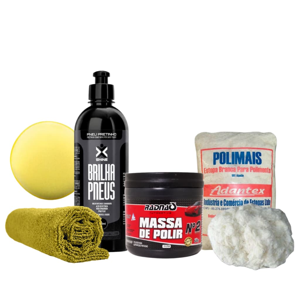 Massa de Polir Nº2 + Estopa Branca – Restaura Brilho Remove Defeito da Pintura Uso Manual Politriz
