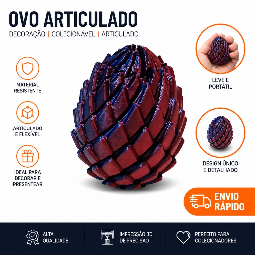 Ovo de Dragão Articulado Flexível Impresso em 3D Fidget Decorativo Colecionável Presente Sensorial