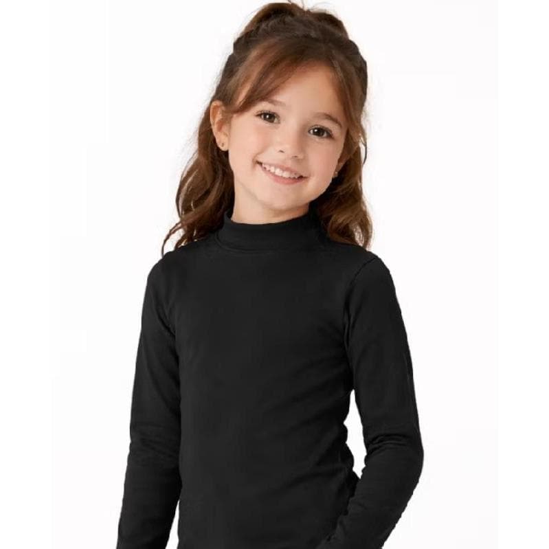 Lindo Body Feminino Infantil Manga Longa Gola Alta com Tecido Flexível Leve Confortável e Caimento Suave