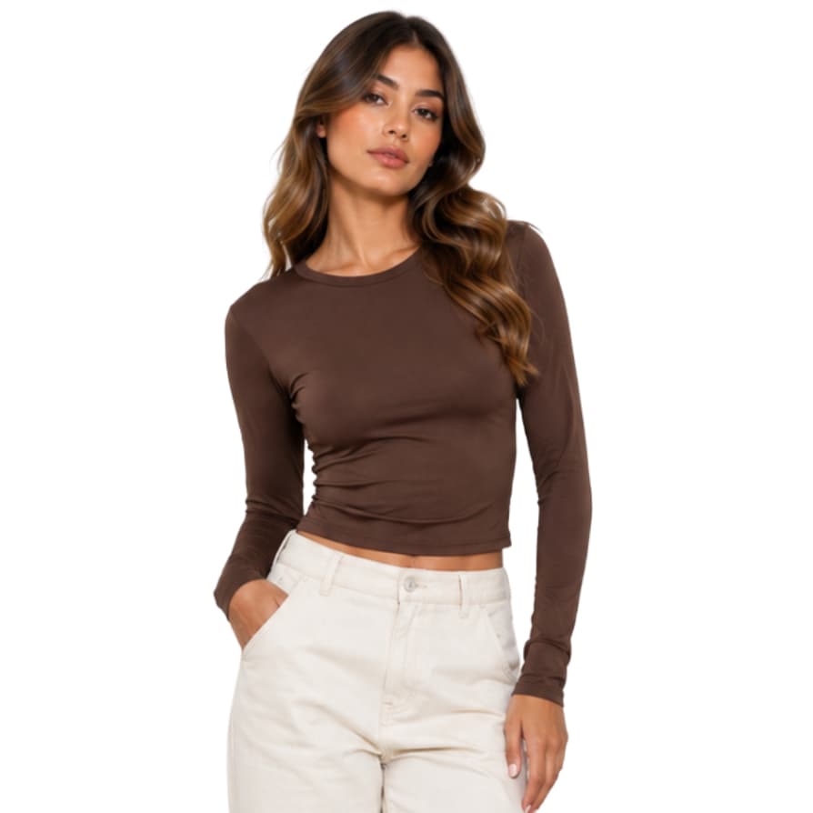 Baby Tee Manga Longa Blusa Feminina Slim Fit Blusinha Manga Comprida