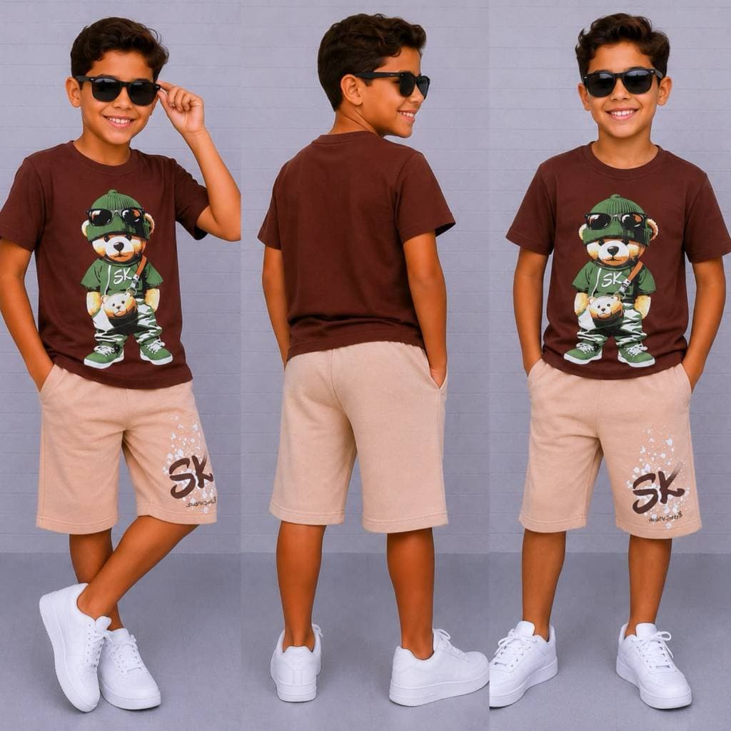 Conjunto Infantil Masculino Blusa + Bermuda do 2 ao 14 anos