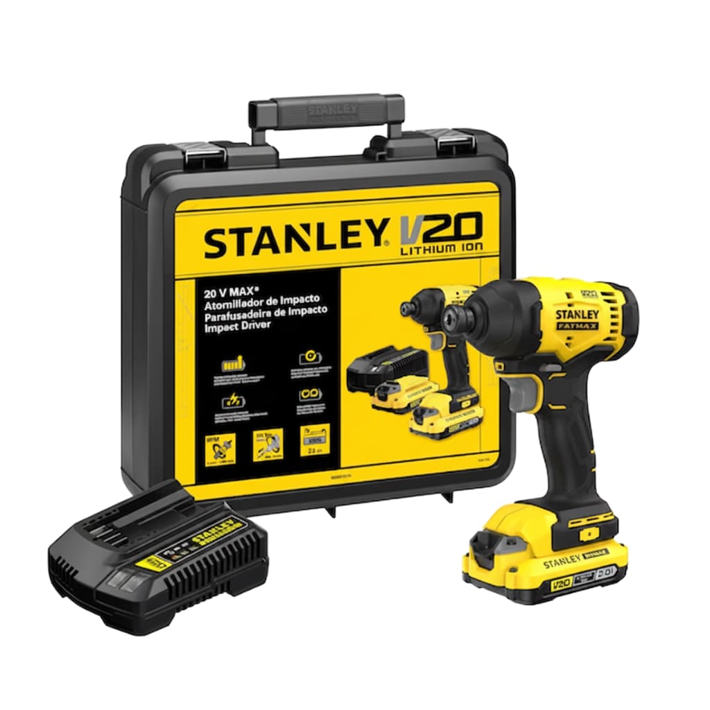 Kit Parafusadeira e Furadeira STANLEY SCD701D1K 20V 13mm Com Bateria, Carregador e Maleta 110V