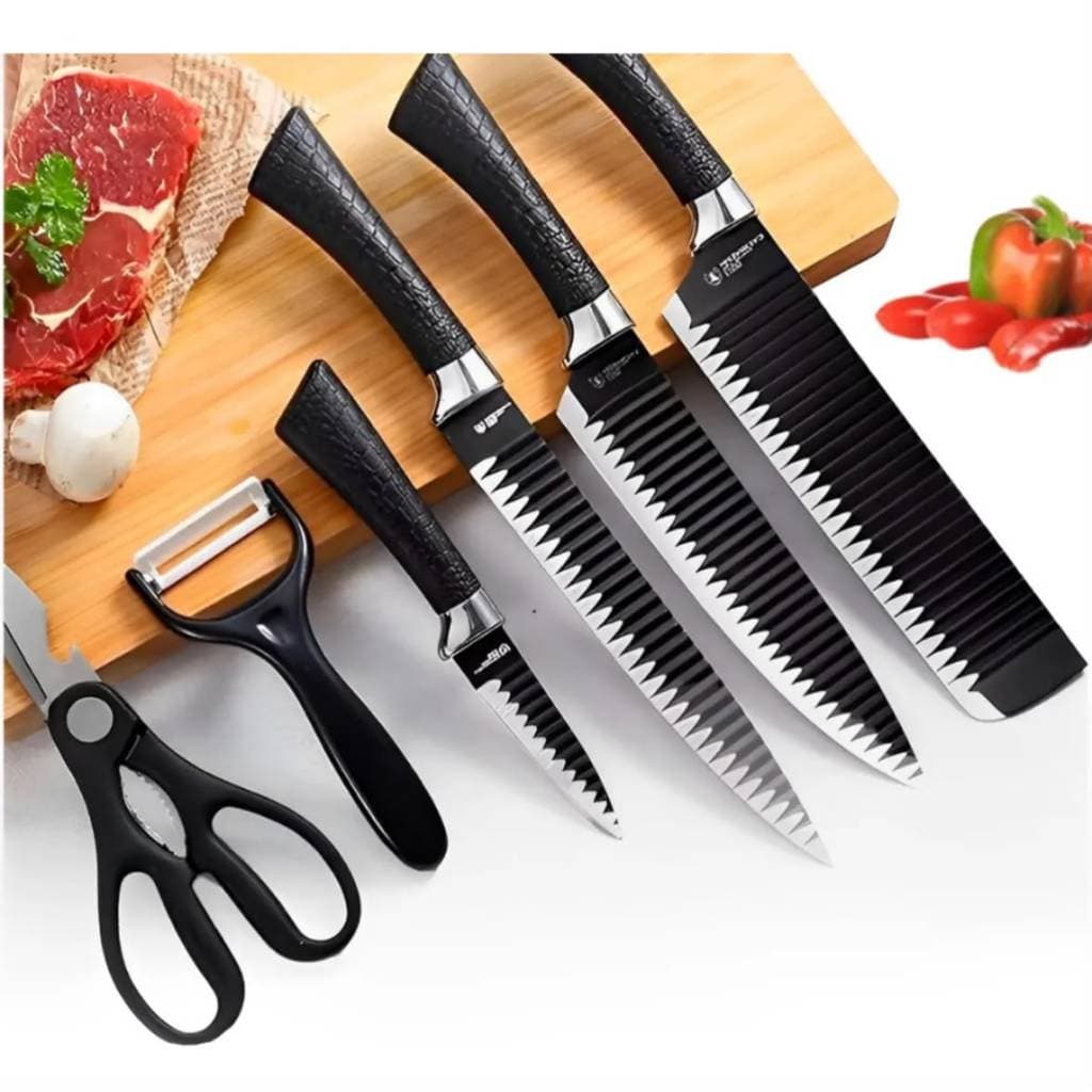 Kit Churrasco 6 Peças Facas Profissional Preto
