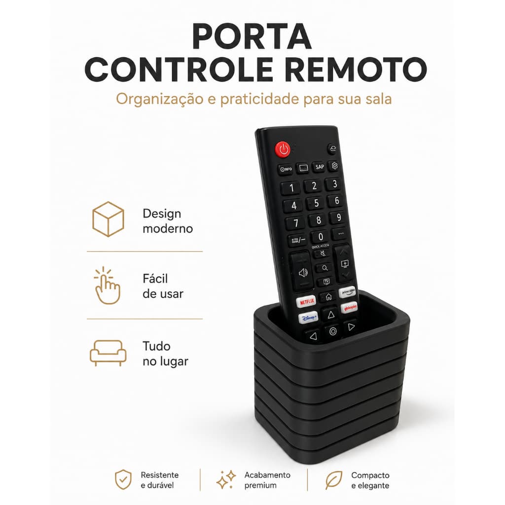 Organizador Porta Controle Remoto com 1 Divisória | Ideal para 1 Controle de TV ou Ar Condicionado