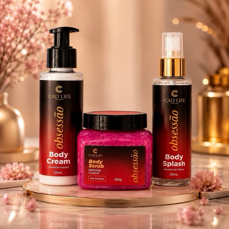 Kit Completo Obsessão Cap Life Body Cream + Esfoliante Corporal + Body splash Irresistivel Promoção