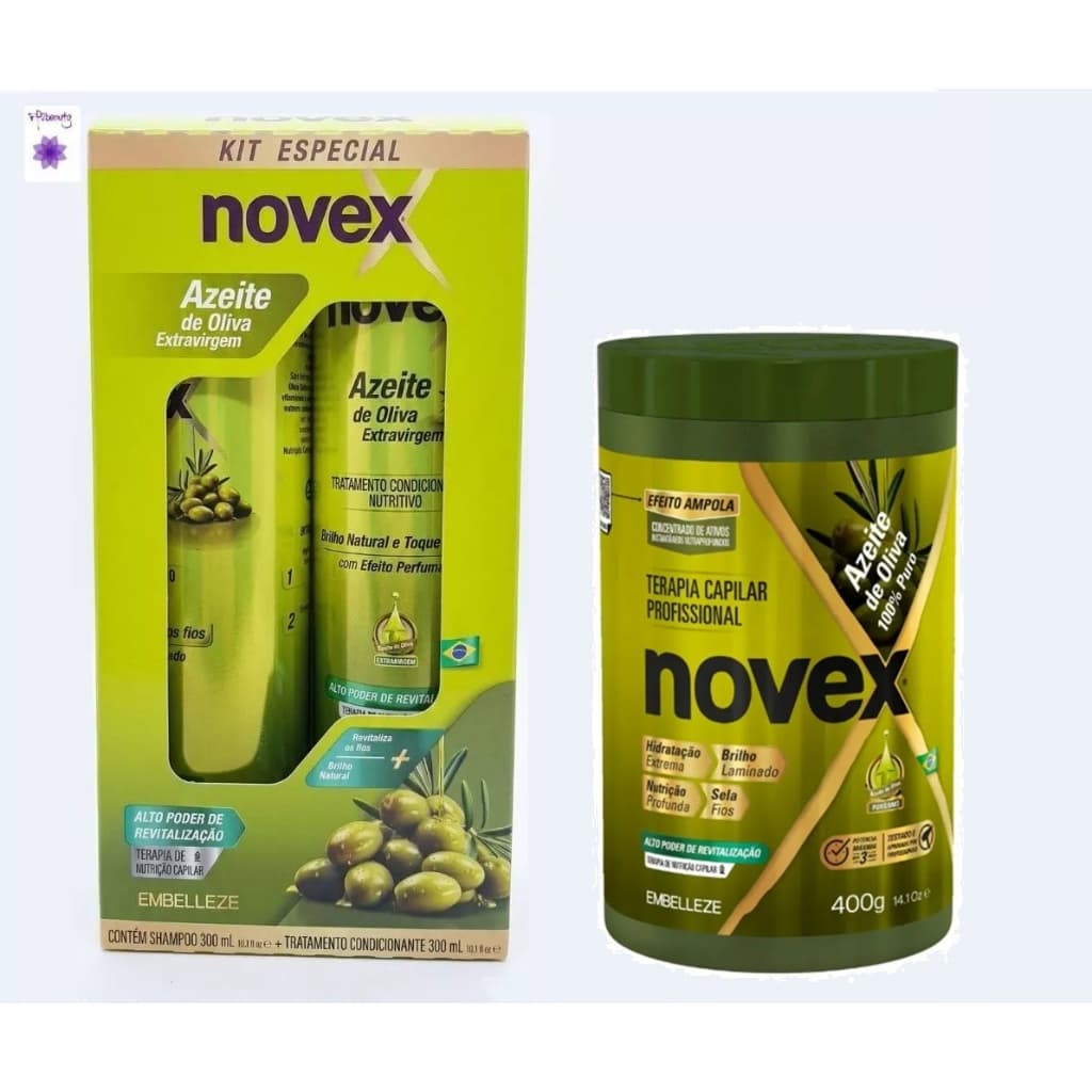 Kit Novex Azeite de Oliva Shampoo 300ml + Condicionador 300ml + Creme Tratamento 400g