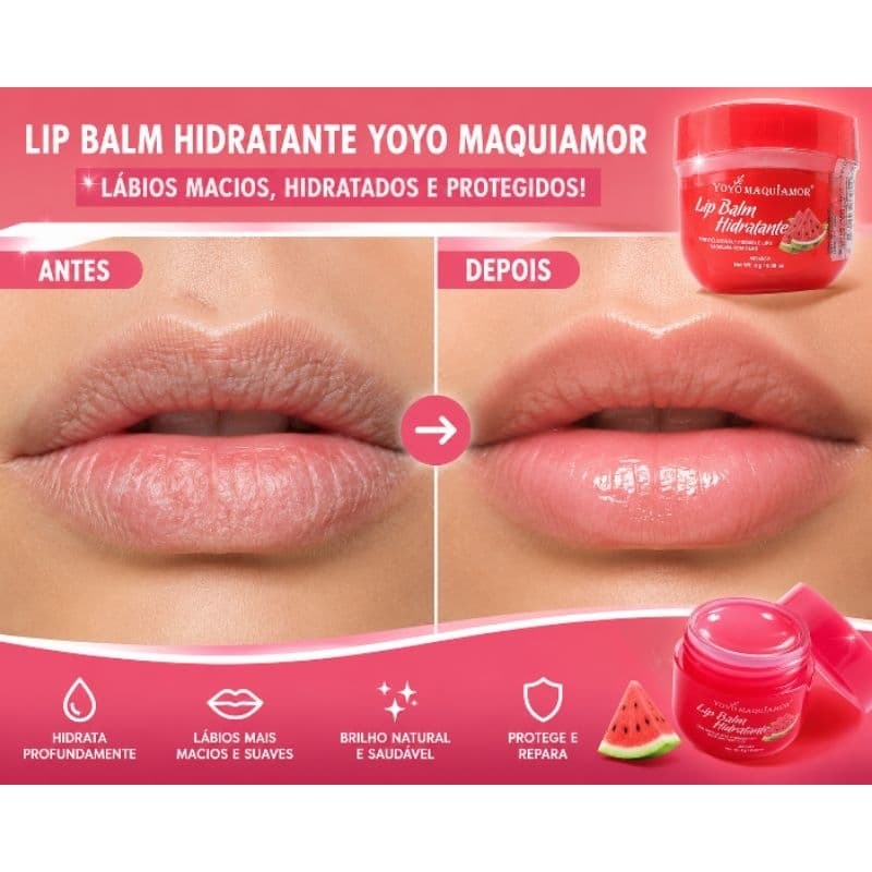 Lip Balm Hidratante Labial YoYo Maquiamor Manteiga de Cacau Reparador Labial 8g