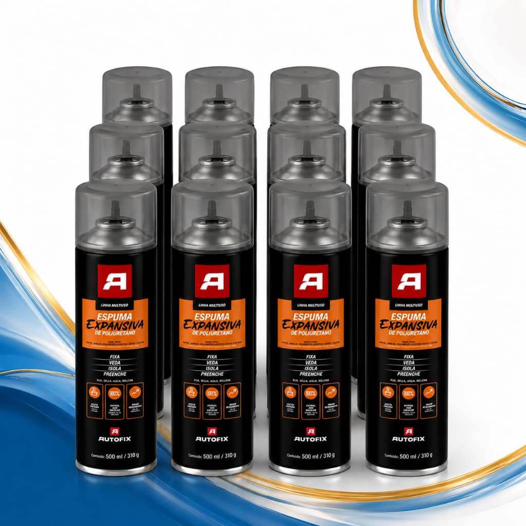 Kit 12 Unidades Espuma Expansiva Poliuretano Profissional 500ml/310GR Auto Fix Profissional