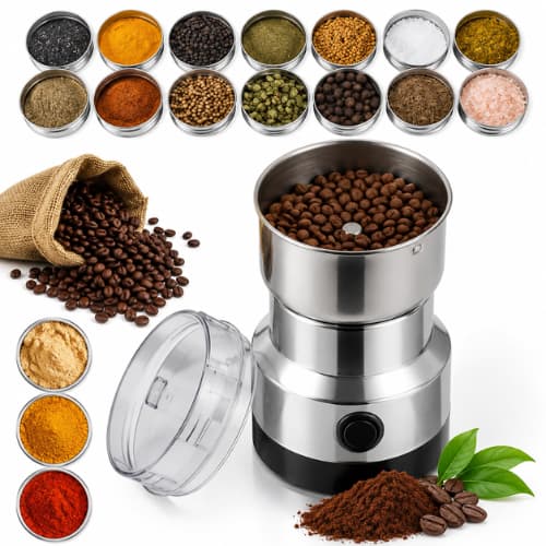 Moedor De Café Elétrico Inox Multifuncional Grãos Temperos