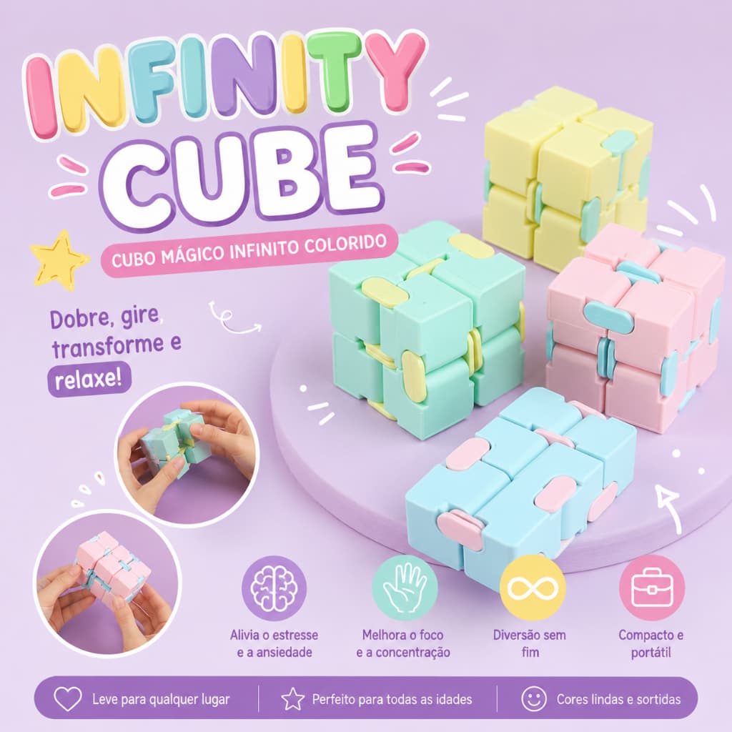 Infinity Cube - Cubo Infinito Magico Colorido Lembrancinhas