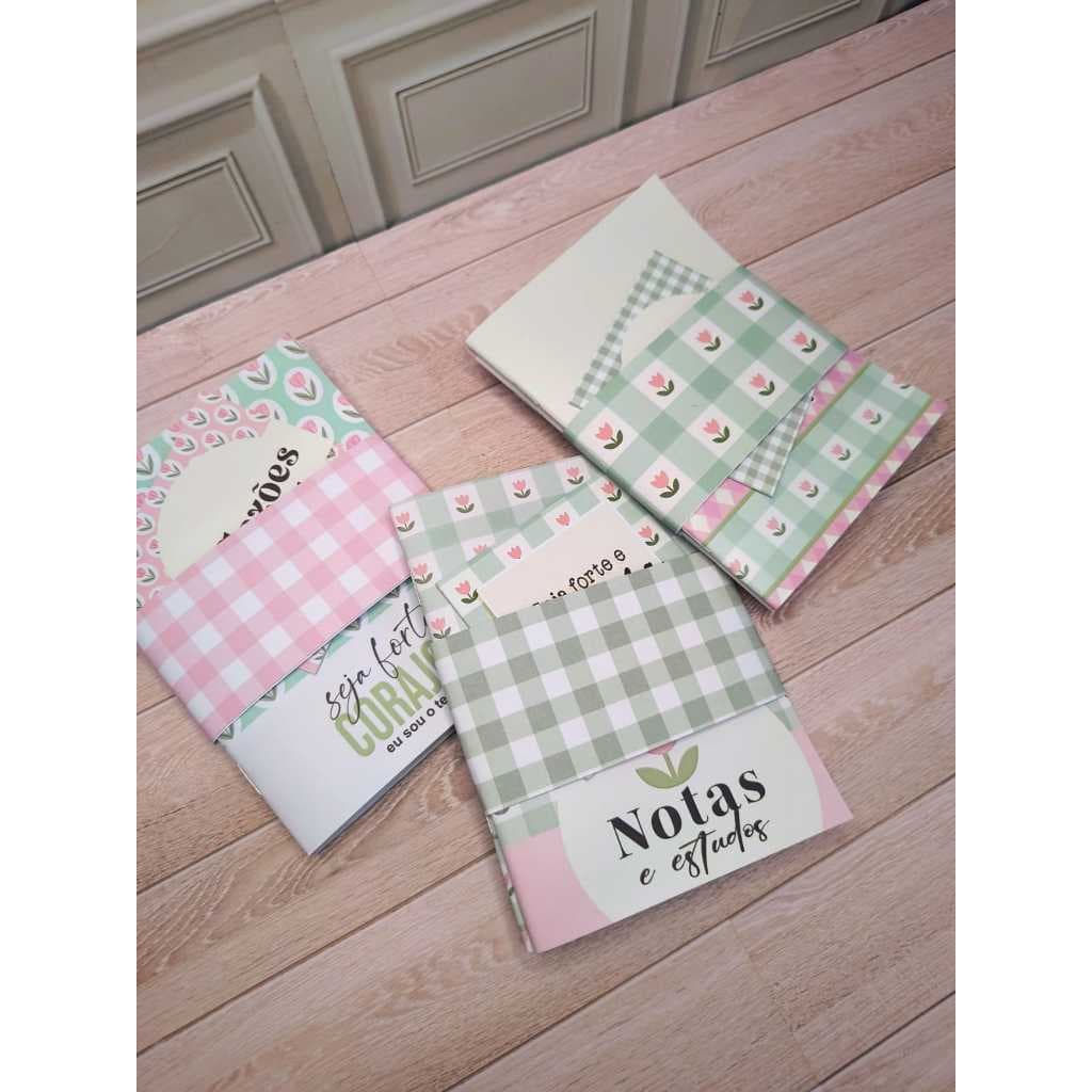 Kit 2 Mini Cadernos A6 Estampados | Caderno de Anotações | Bloco de Notas | Papelaria | Escolar | Presente