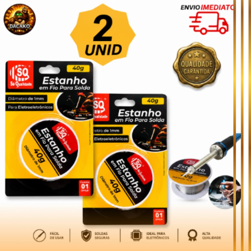 Fio de Solda 1mm 40g Estanho para Placas Eletrônicas Soldagem Precisa