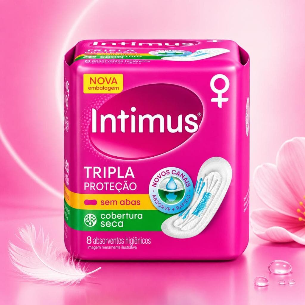 Absorvente Intimus Tripla Proteção Seca com Abas – Leveza e Segurança (8 Unidades Kit ou Unitario)