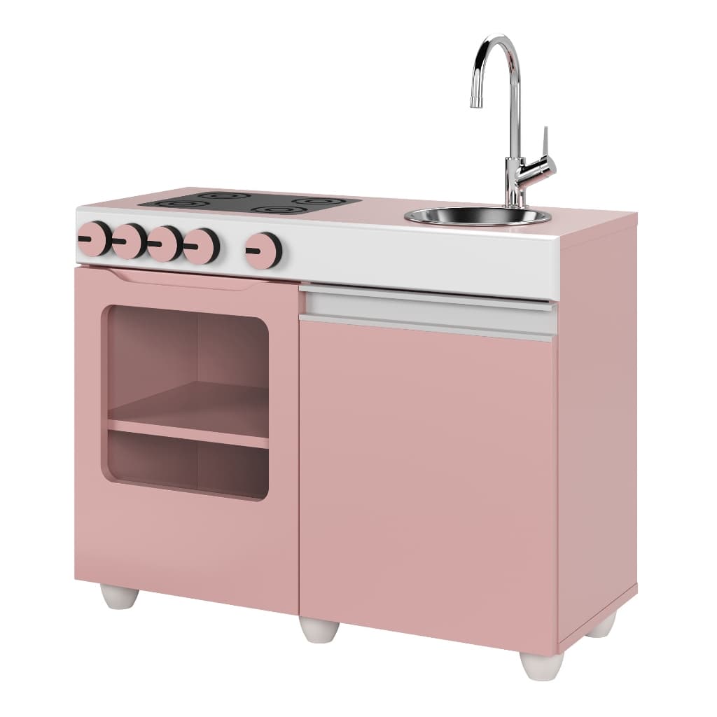 Mini Cozinha Infantil Luli Com Pia e Fogao Cinz ou Rosa