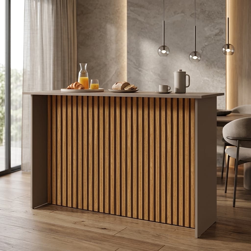 Bancada Gourmet Ripada para Cozinha 118cm Cairo Divisor de Ambiente  para 2 ou 4 Pessoas Mesa Alta Sala