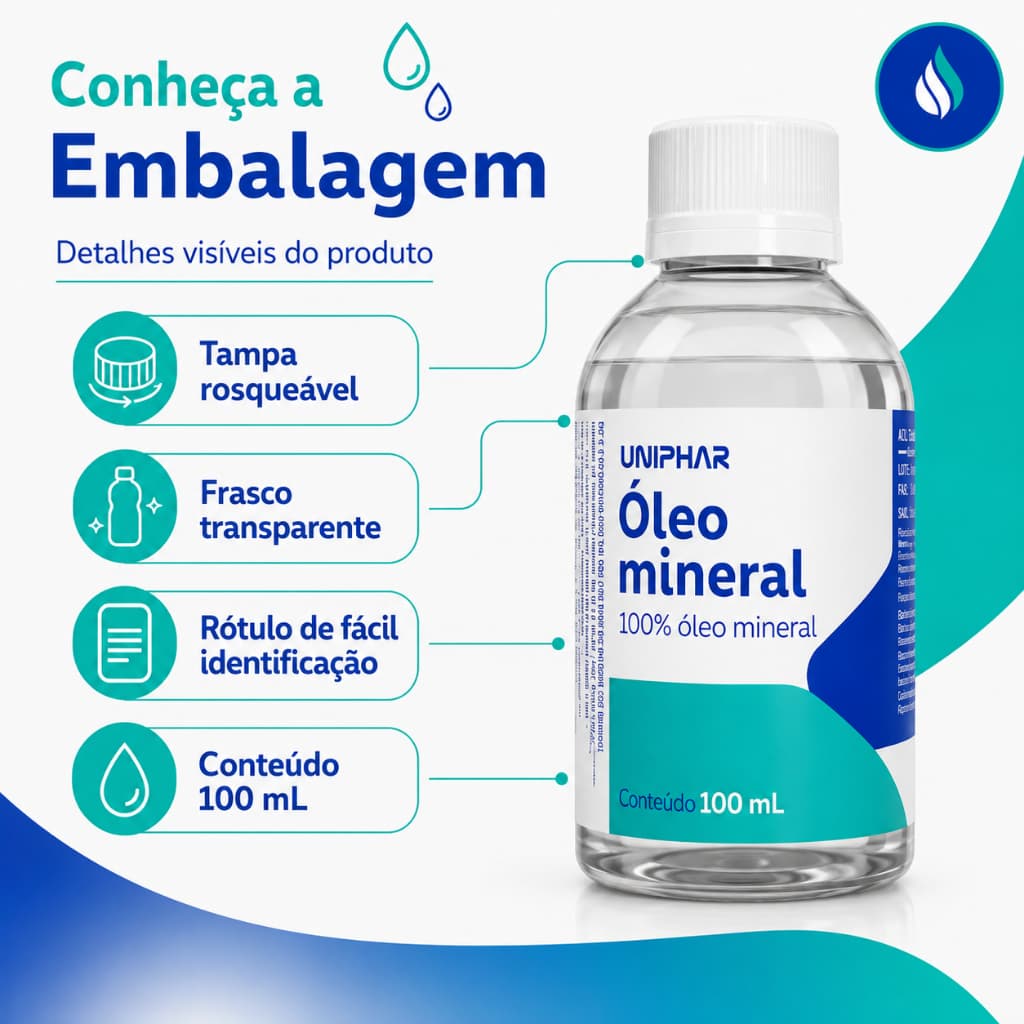 Óleo Mineral Uniphar 100ml Fórmula 100% Mineral Ideal Para Cabelos Unhas e Pele