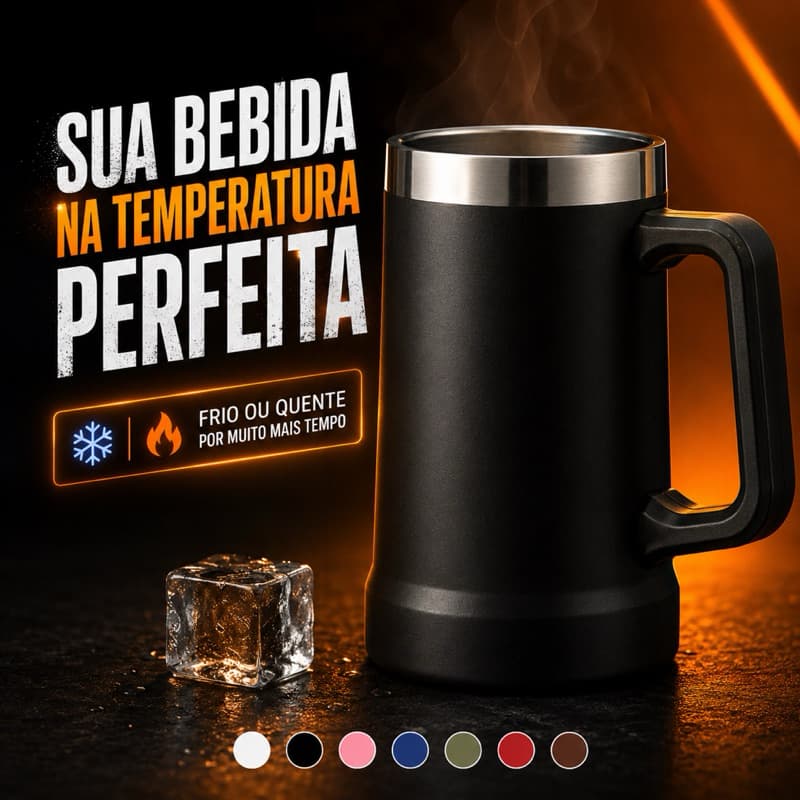 Caneca Térmica 710ml em Aço Inox Conserva Gelado e Quente por Mais Tempo