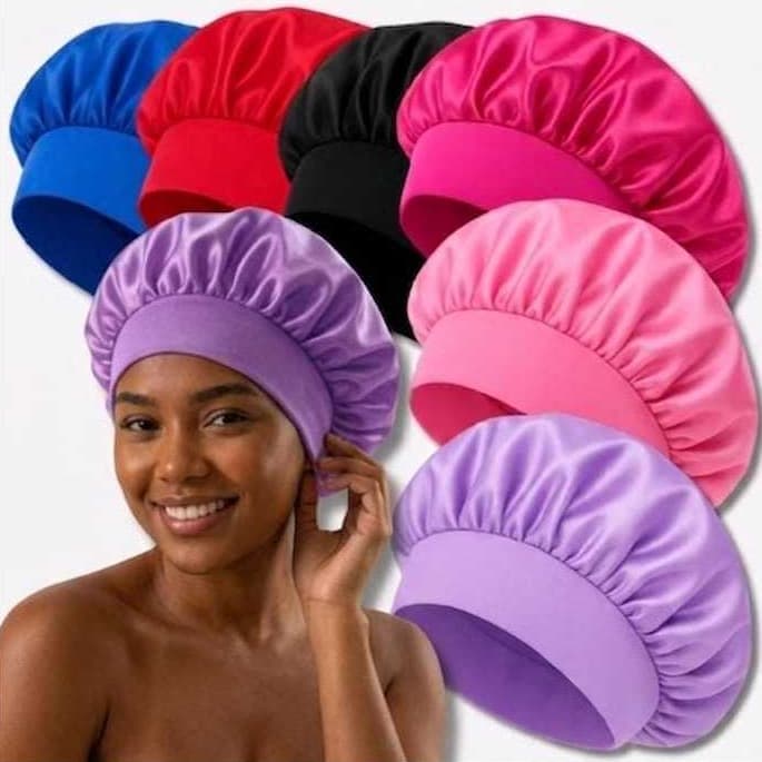 Kit 10 Toucas de Cetim com Faixa para Cabelo  Cores Diversas Hair Premium