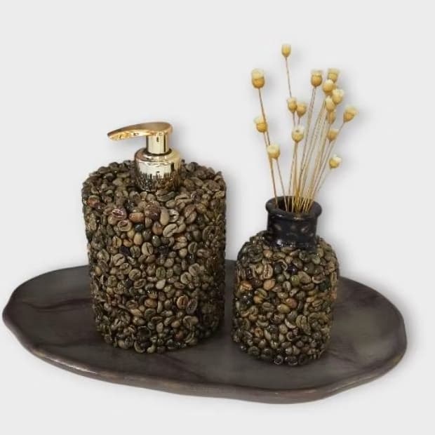 Kit decorativo Porta álcool Recepção Escritório Home Decor 3 peças Bandeja vaso decorativo Dispenser para álcool