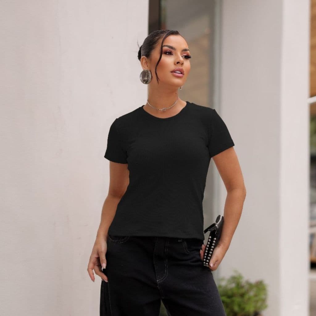 Baby Look Blusa Camiseta Feminino Várias Cores