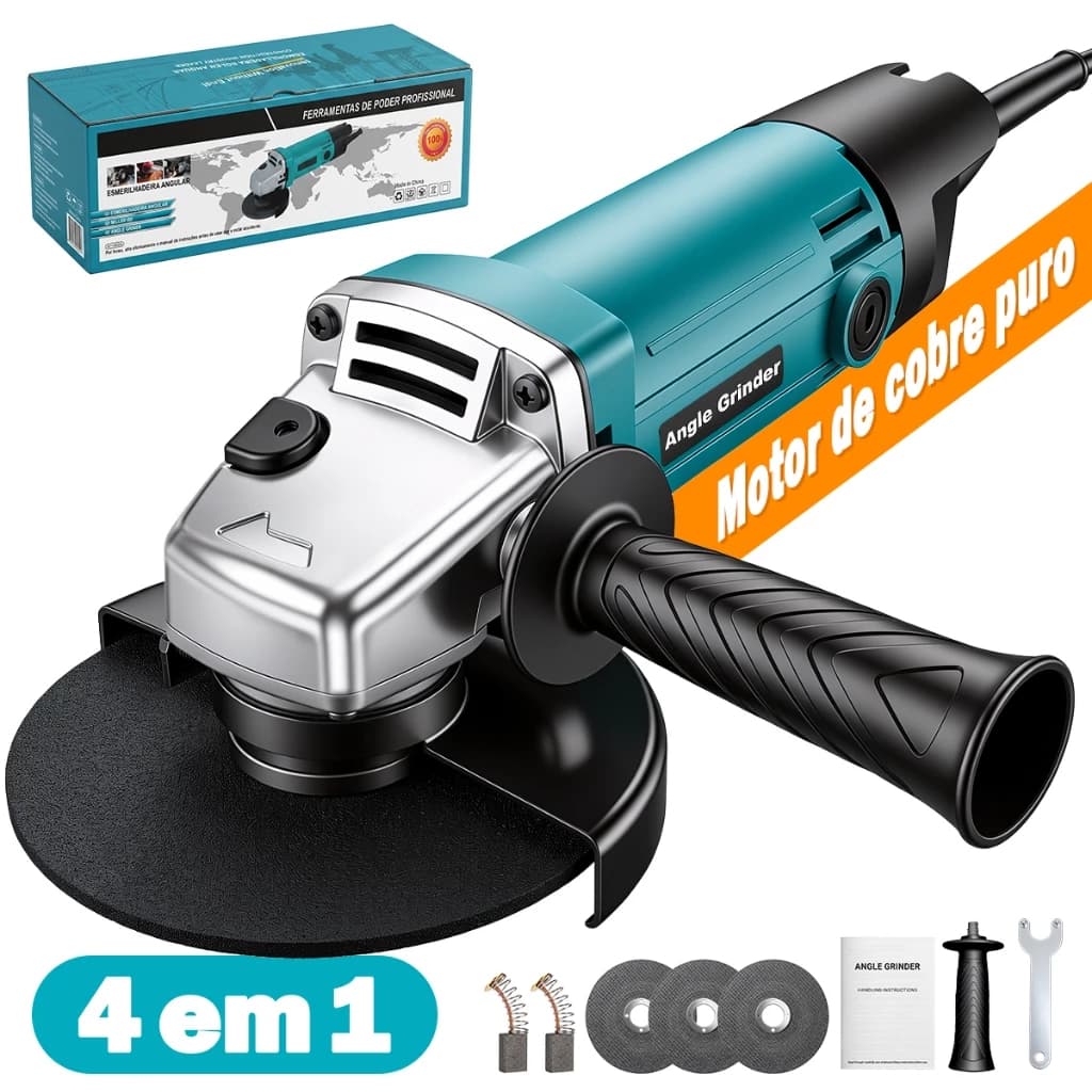 Esmerilhadeira Angular 110-127V 220V Com Fio Motor Potente Para Corte Metal Pedra e Concreto Ferramenta Profissional