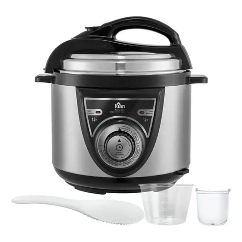 Panela De Pressão Elétrica Kian 4l Inox Acessórios Cor Preto Frequência 50 Hz X 60 Hz Prateado 127v