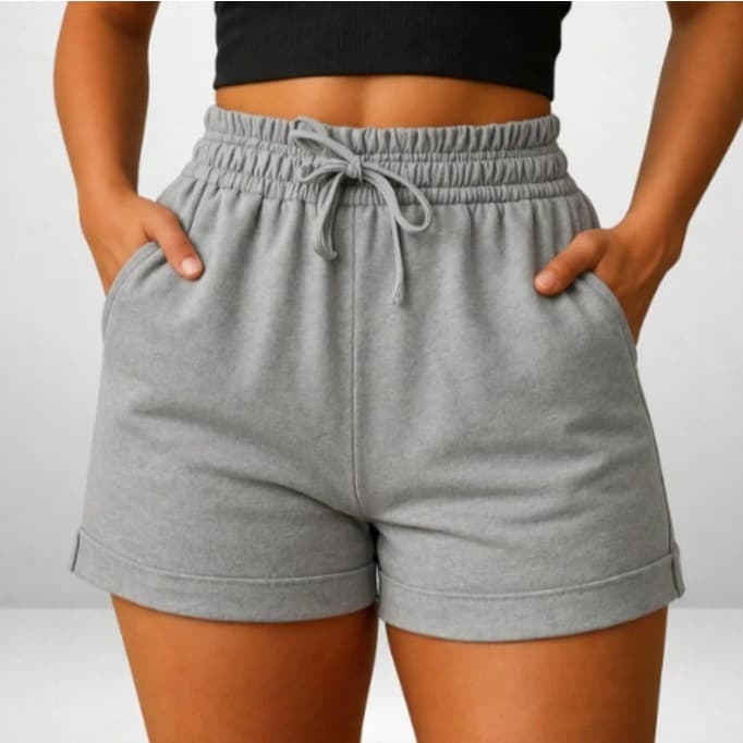 Short Feminino Moletom Moletinho Cintura Alta Cofortavel