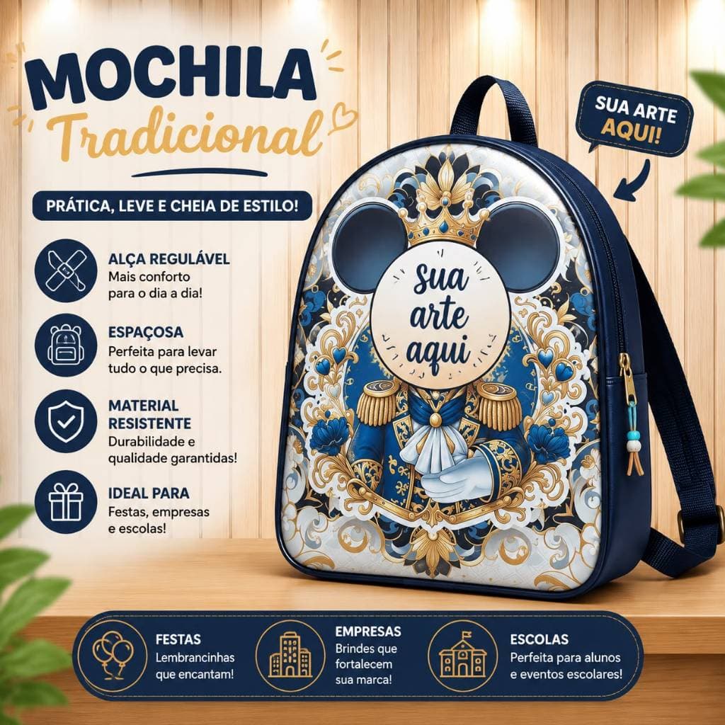 Mochila Personalizada Infantil Lembrancinha de Festa - Kit 10 Unidades Tema Infantil Aniversário