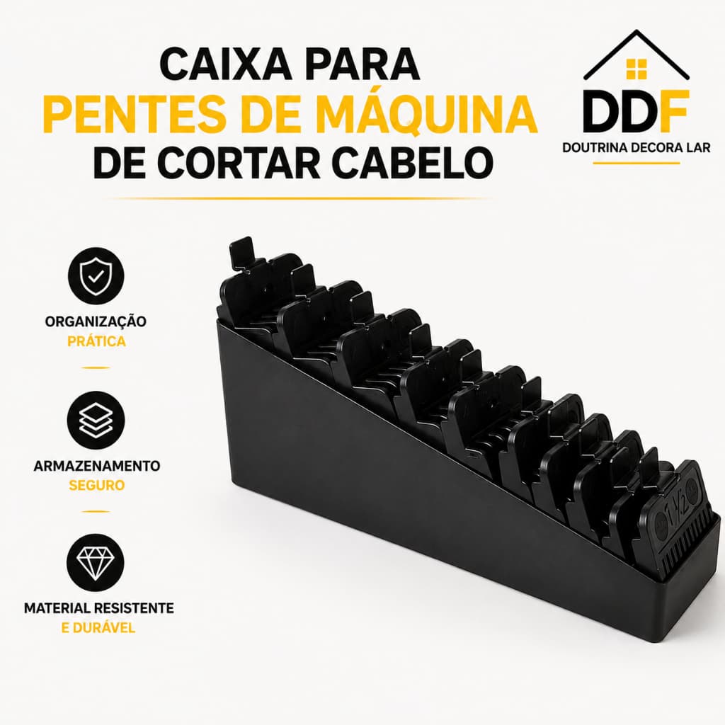 Organizador para Pentes de Máquina de Cortar Cabelo - Preto: Praticidade e Design Compacto