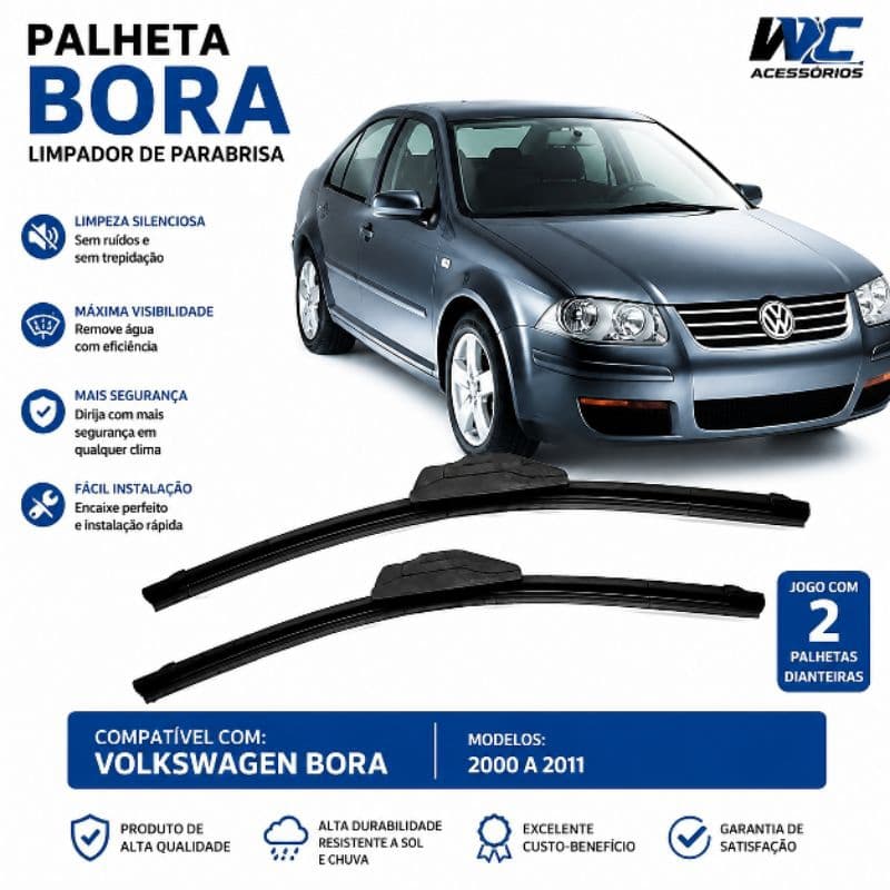 Jogo de Palheta de parabrisa dianteiro do Volkswagen Bora 1998 até 2011