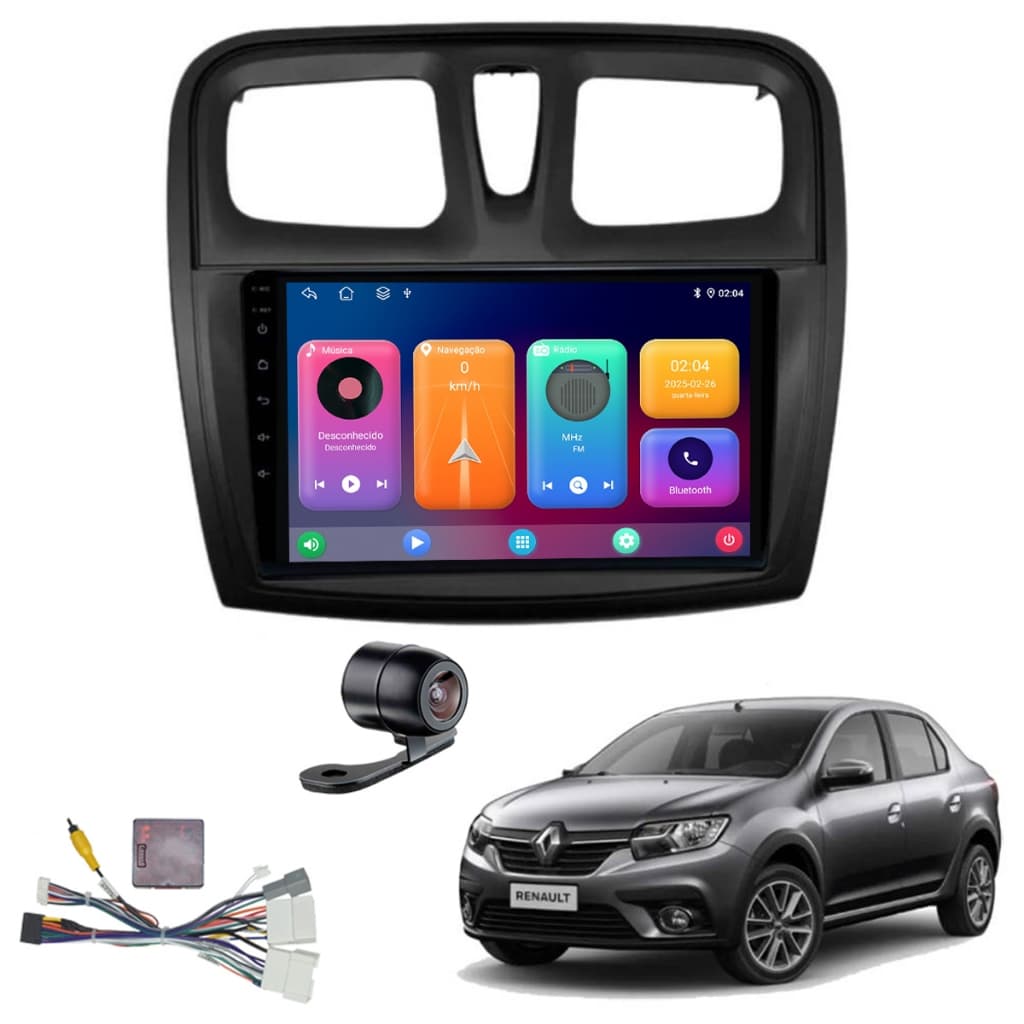 Multimidia 9 Octa 4gb 64gb Carplay Android p/ Renault Sandero 2014 a 2017 Chicote Canbus