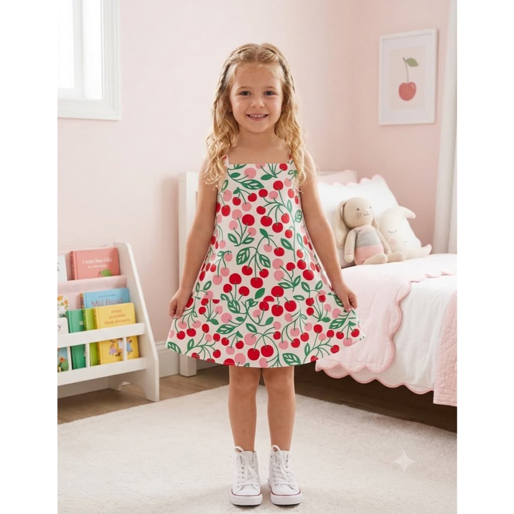 Vestido Infantil Alcinha Algodao Kyly Verão Estampado 3 Ao 8