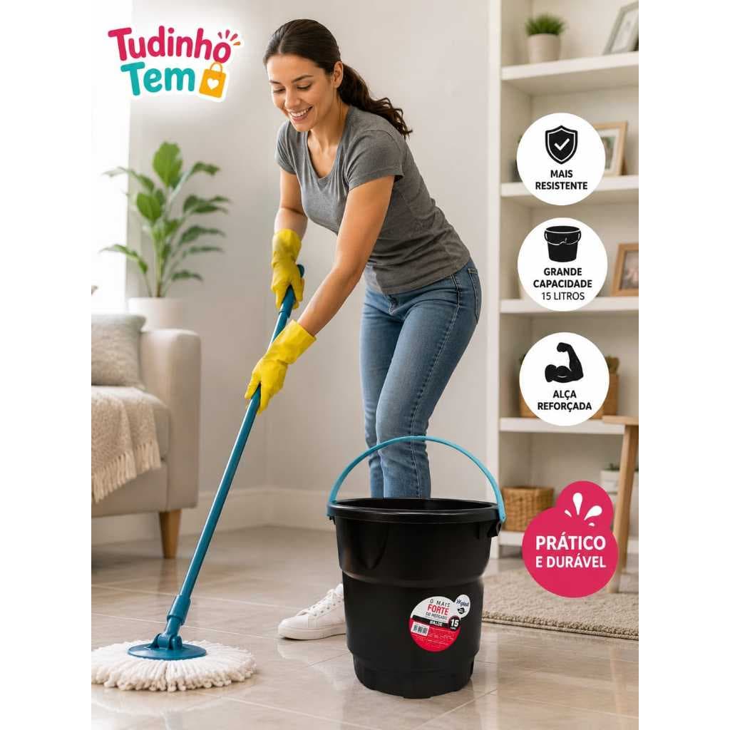 Balde 15L Plástico Reforçado Xplast com Alça Resistente – Limpeza