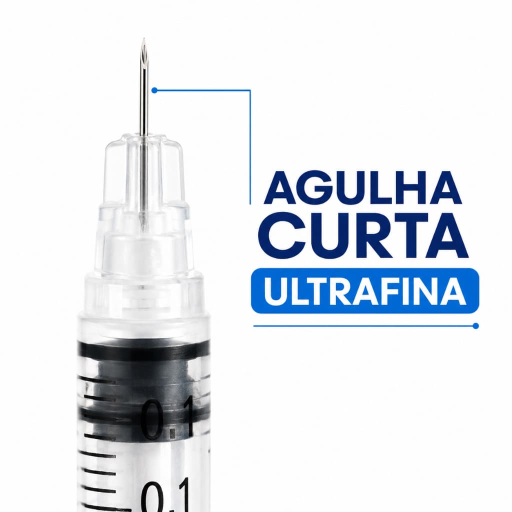 Seringa para Insulina/Botox 1ml, Agulha Ultrafina Curta 6mm 31G - 10 Und